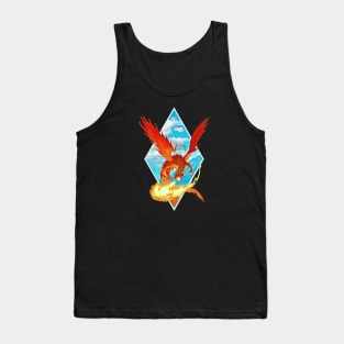 Red Dragon Breathing Fire - Black - Fantasy Tank Top